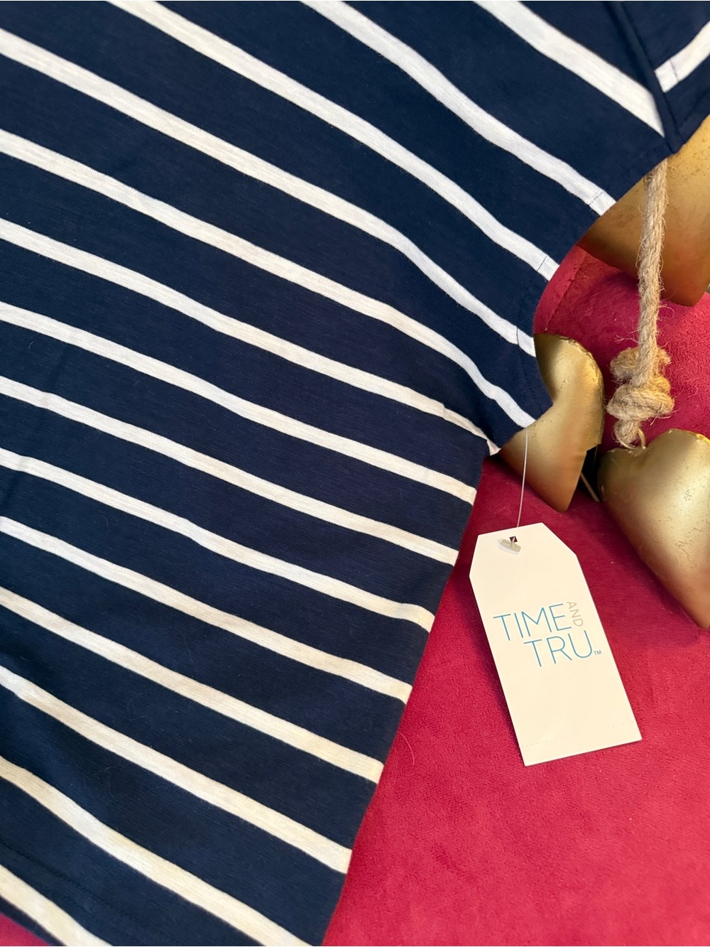 Time and Tru Navy and White Striped Crewneck Tank - Picture 5 of 8